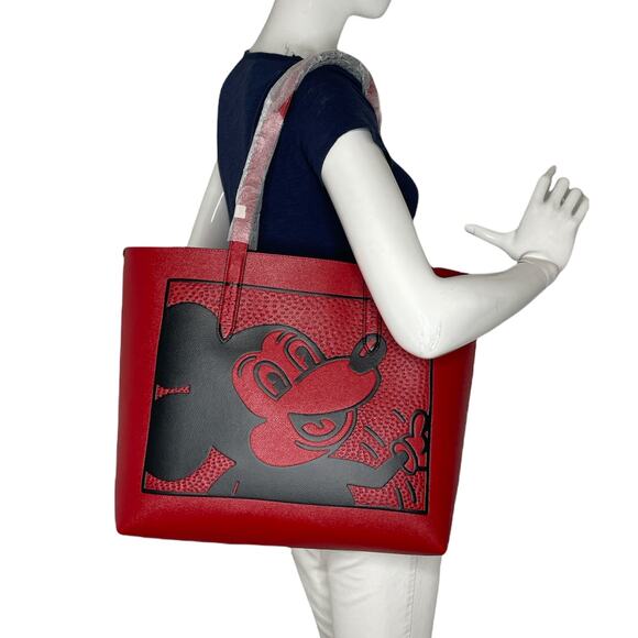 Coach Handbags - Coach Keith Haring Disney Mickey Mouse Highline Large Tote Electric Red